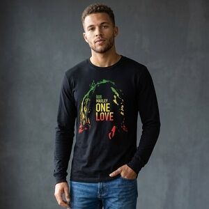 Bob Marley NWOT One Love Long Sleeve T-shirt Movie Exclusive Blac- Medium Unisex
